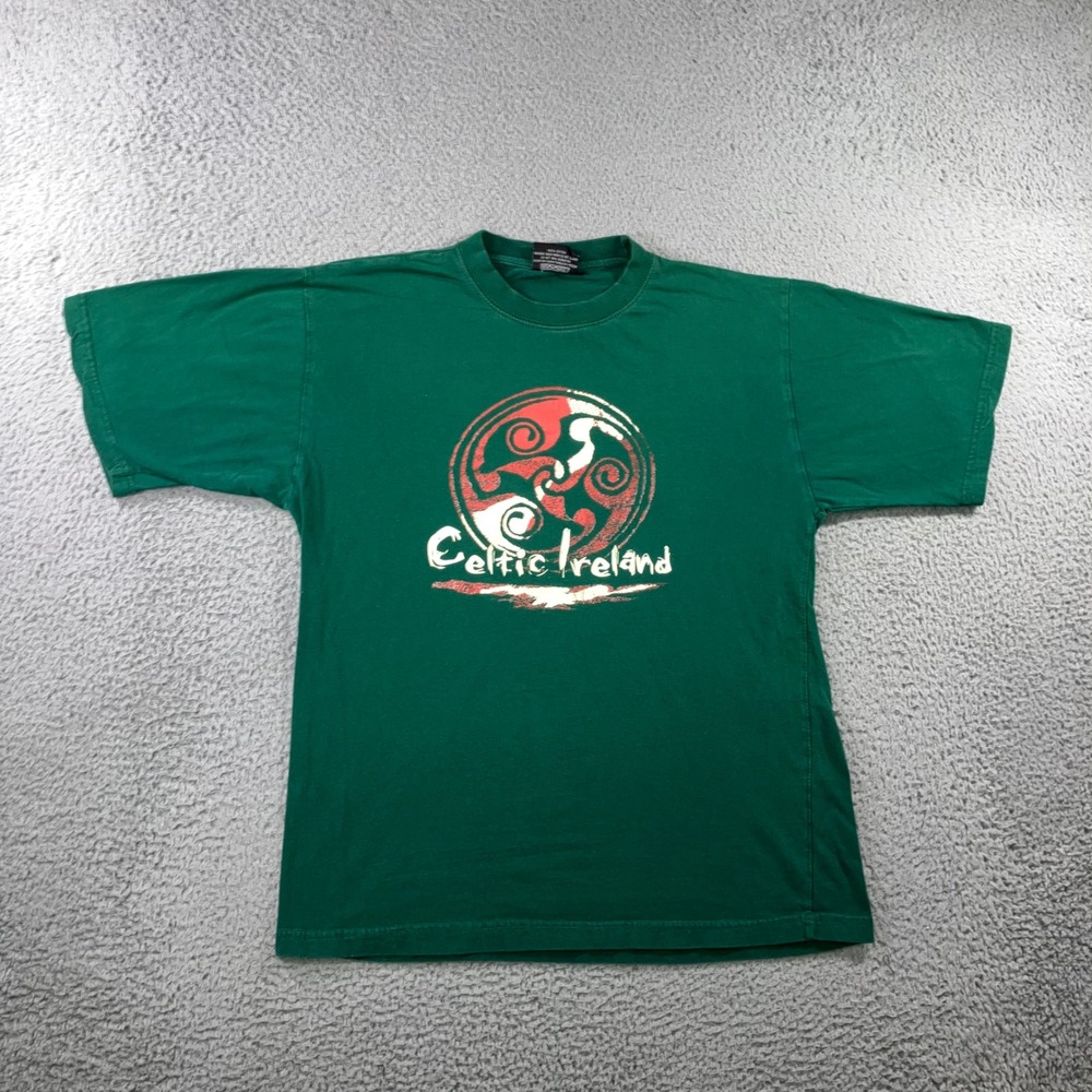 VTG Dolmen Clothing Celtic Ireland Shirt Green Triskele Graphic Tee Irish Made